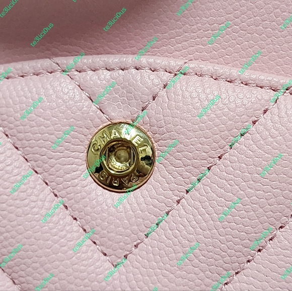 CHANEL 21s CHEVRON CAVIAR SAKURA PINK CLASSIC SMALL FLAP BAG - Picture 11 of 15